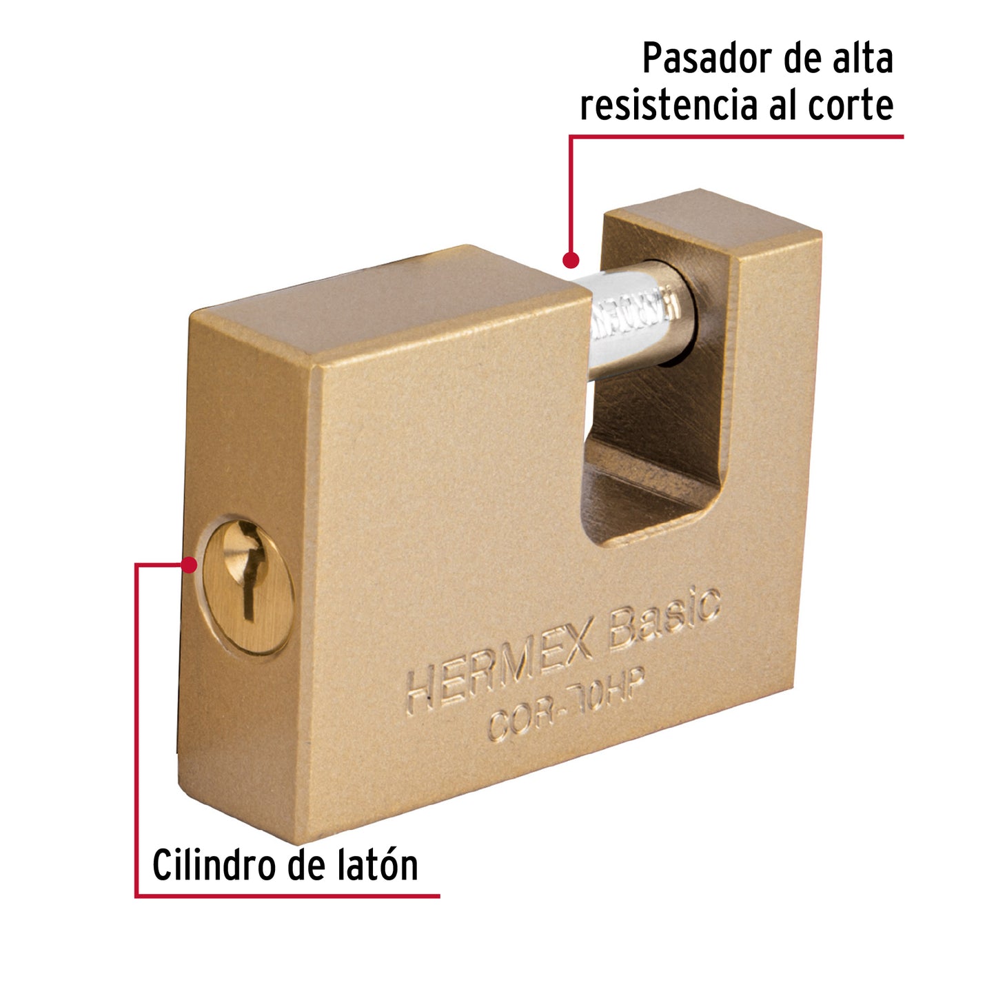 Candado Antipalanca 70 mm, Cuerpo de Hierro