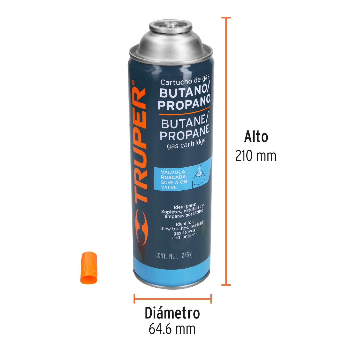 Lata de Gas Butano con V lvula Roscada, 275 gr