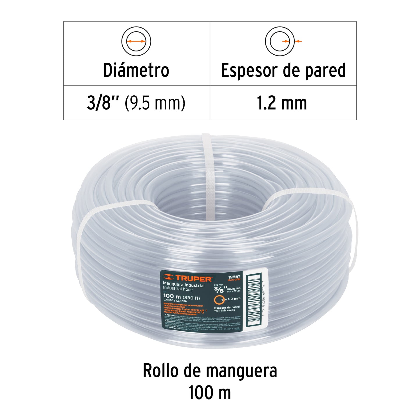 Manguera 3/8" Industrial, Metro Lineal
