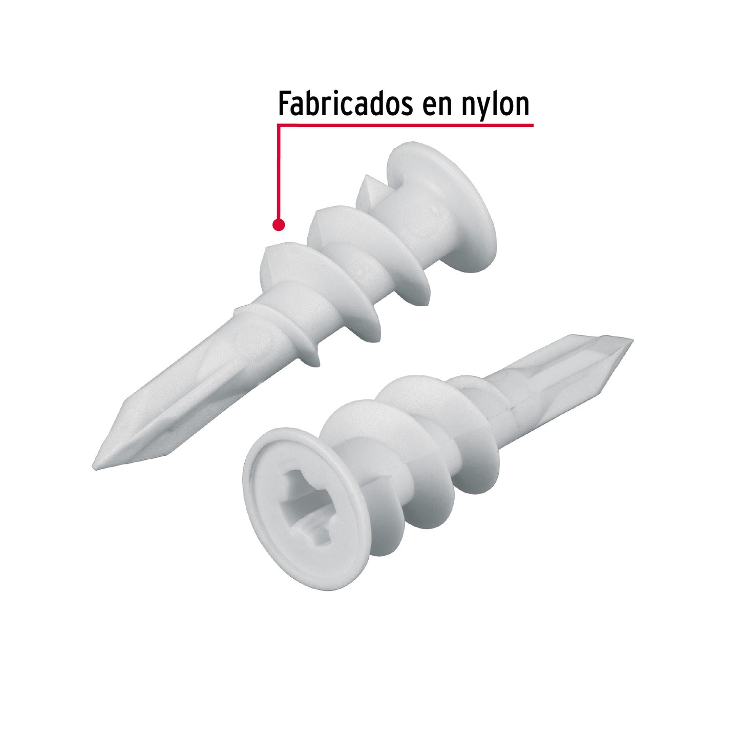 Taquete 1/2" Plastic para Panel de Yeso - Paquete 100 Piezas