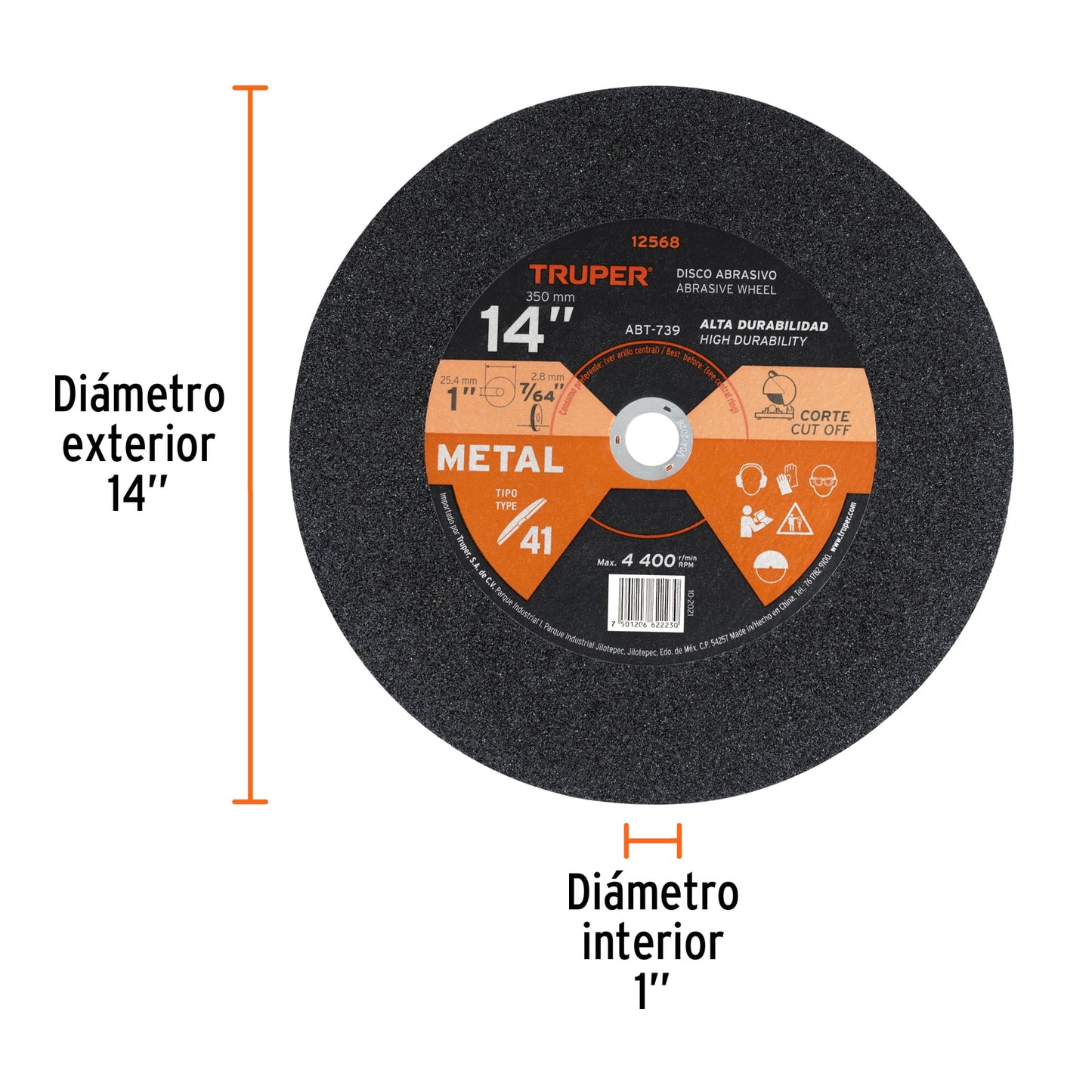 Disco para Corte de Metal, Tipo 1, 14"