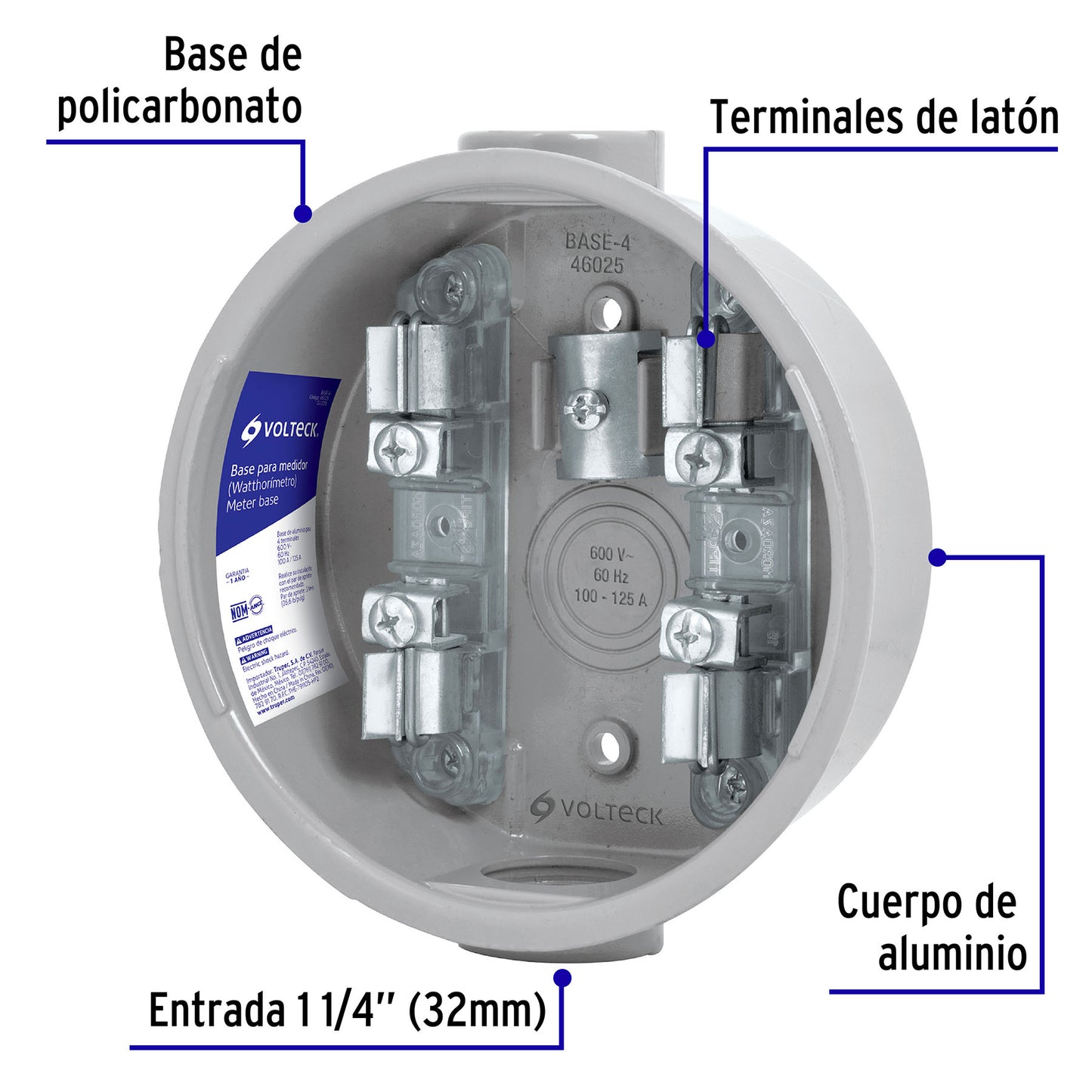 Base para Watthorimetro 4 Terminales