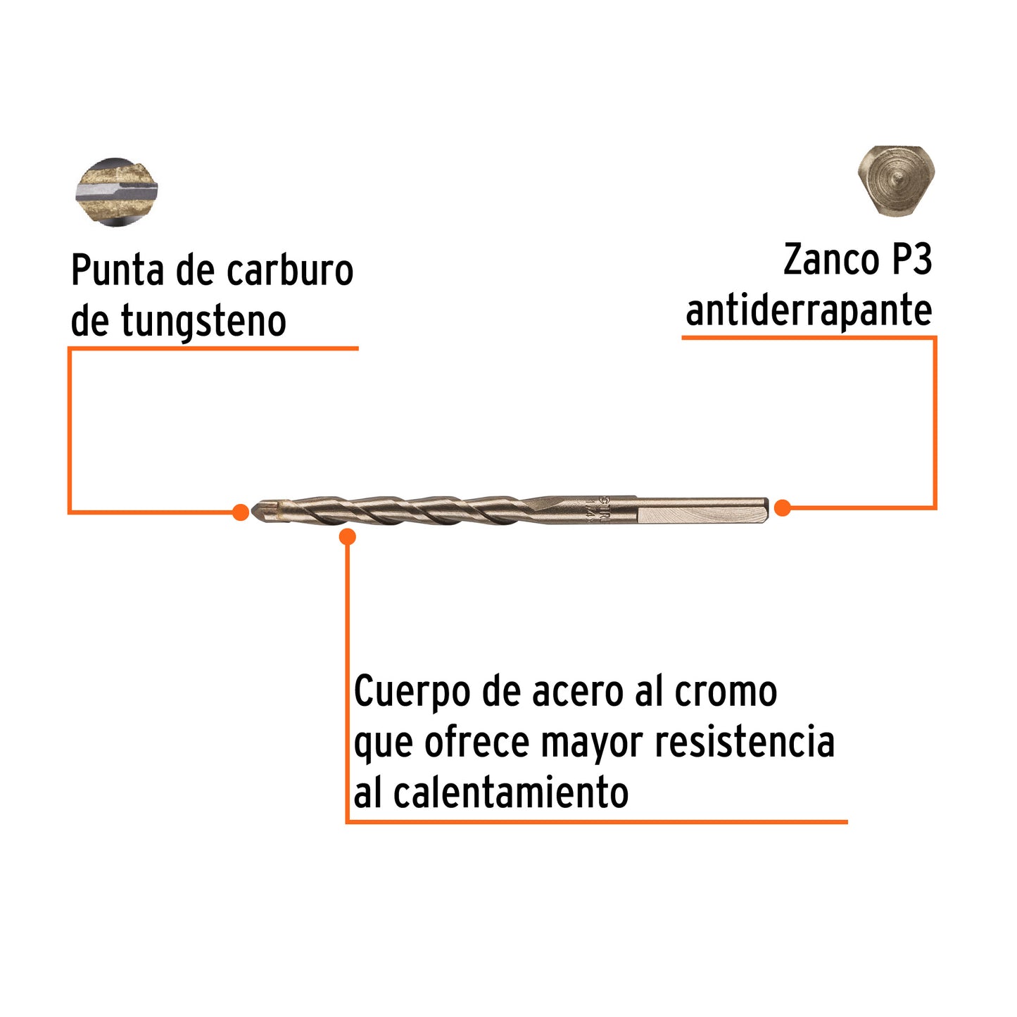 Broca Para Concreto, 1/4" x 4"