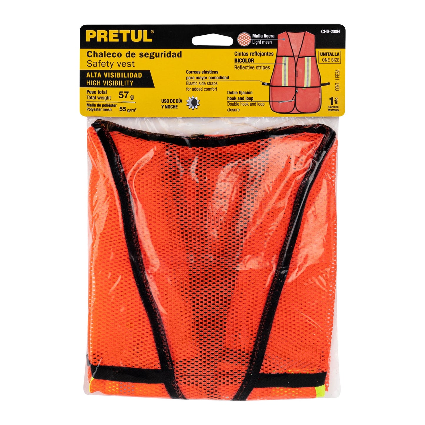 Chaleco de Seguridad con Cintas Reflejantes, Naranja