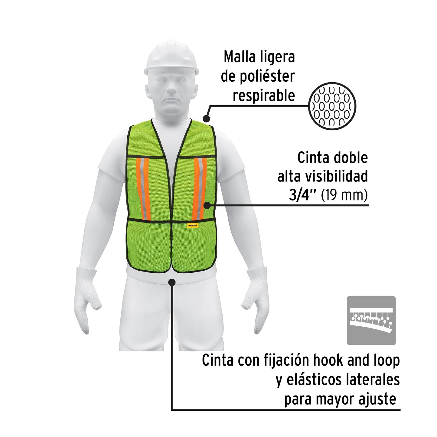 Chaleco de Seguridad con Cintas Reflejantes, Verde