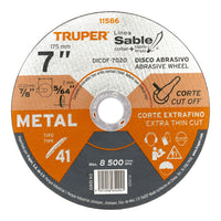 Disco Tipo 41 de 7" x 2 mm Corte Fino de Metal, Sable