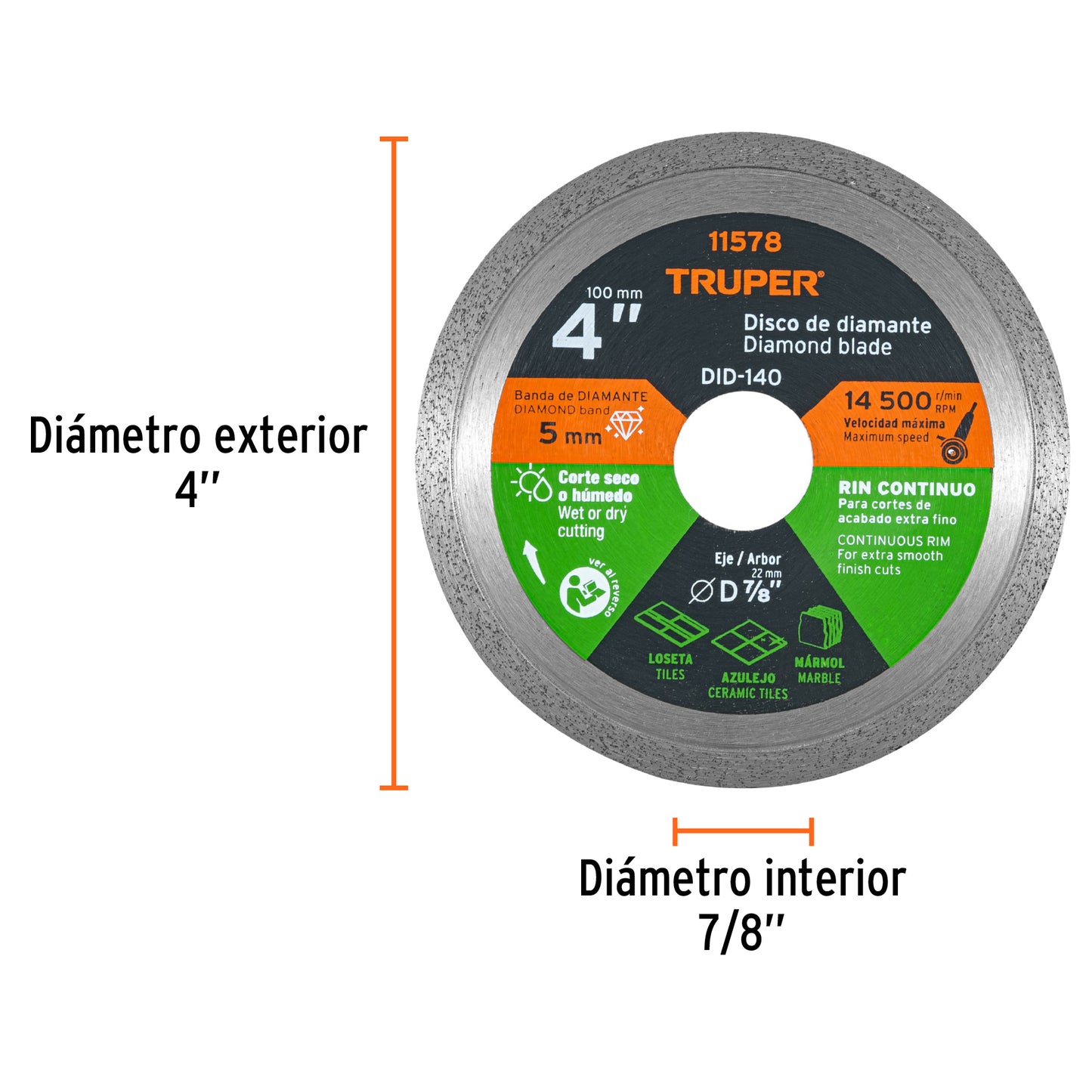 Disco de Diamante, Rin Continuo, Diametro 4"