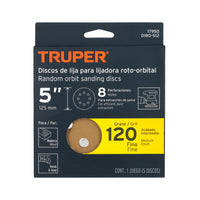 Disco de Lija Roto Orbital 5", Grano 120, 8 Orificios