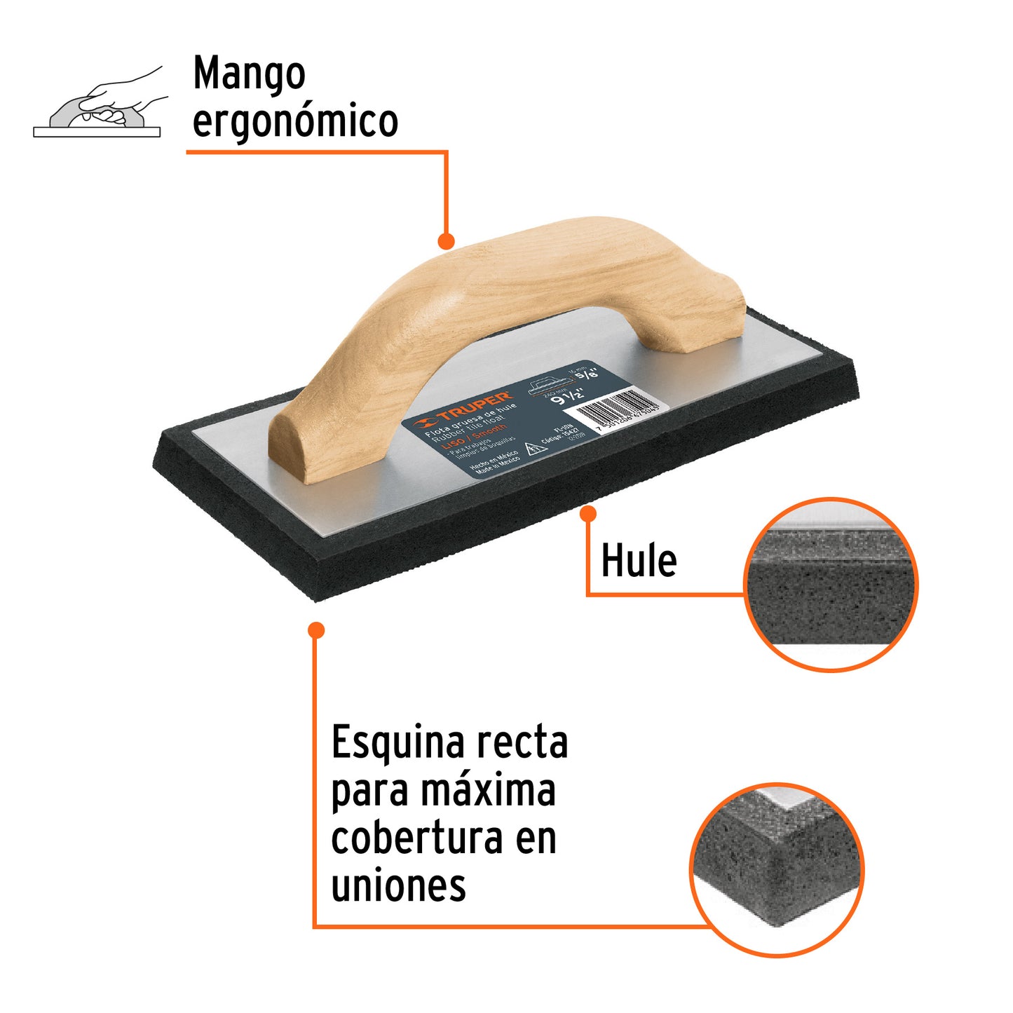 Flota de Hule 9 1/2" Espesor 5/8" Acabado Fino