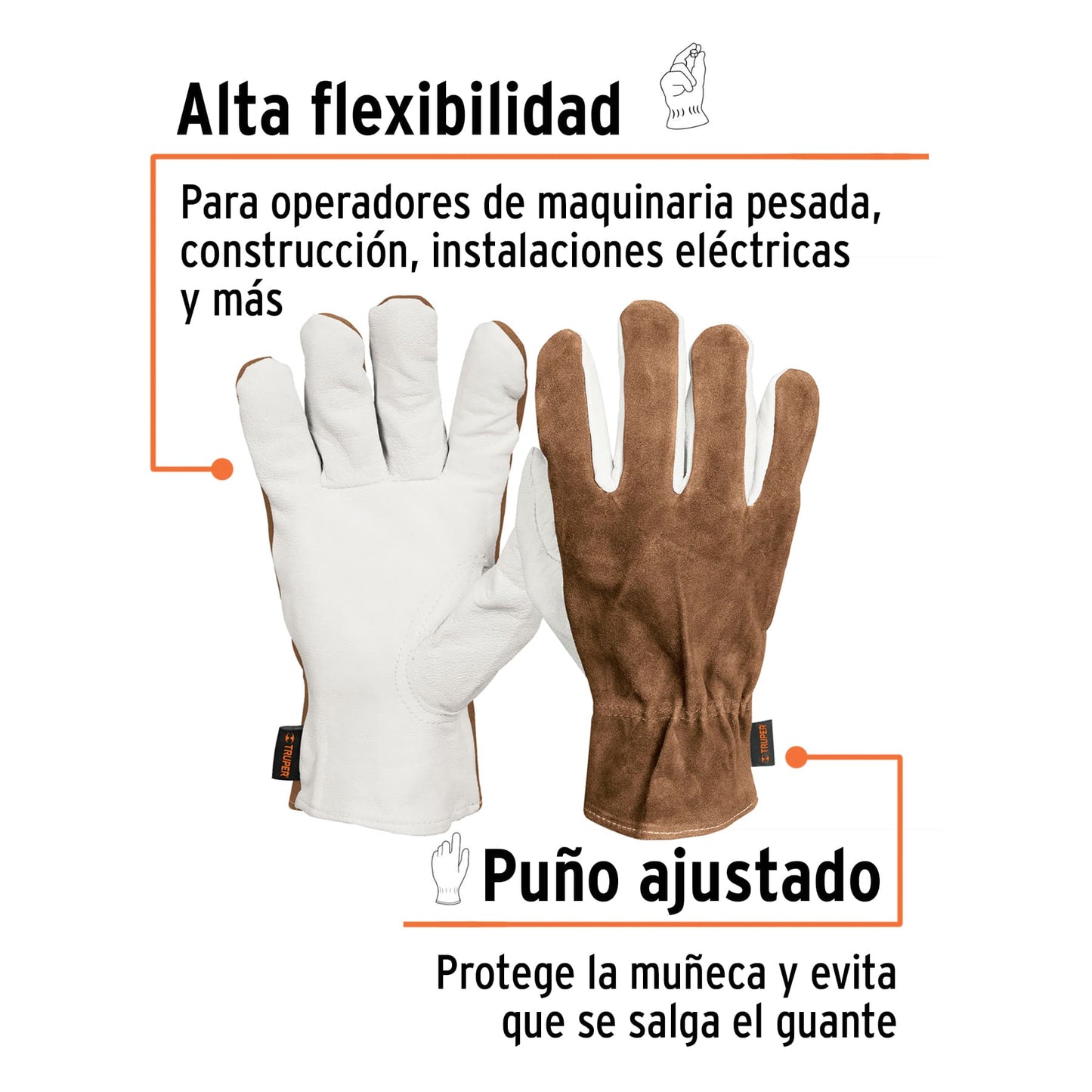 Guantes de Piel de Cabra con Dorso de Carnaza