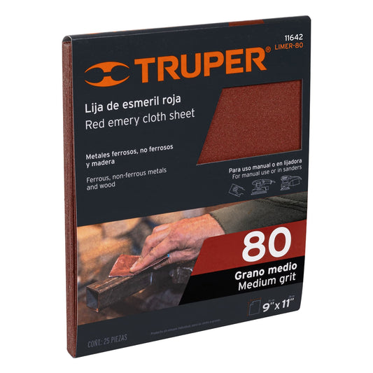 Lija de Esmeril Roja, Grano 80