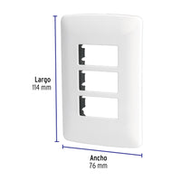 Placa Plástico Triple Línea Italian Blanco