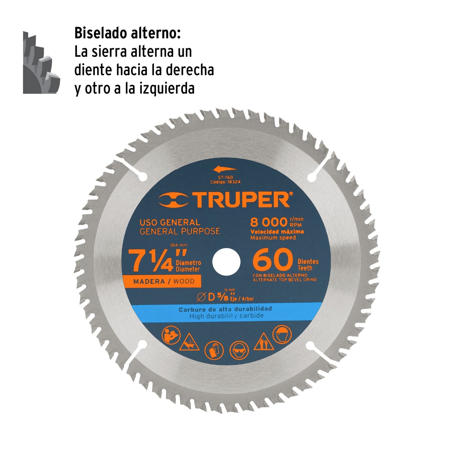 Disco Sierra Circular para Madera 7 ¬" 60 Dientes 5/8"