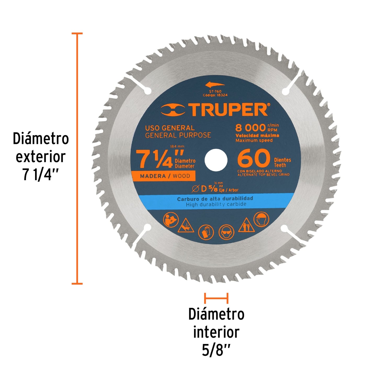 Disco Sierra Circular para Madera 7 ¬" 60 Dientes 5/8"