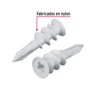 Taquete 1/2" Plastic para Panel de Yeso - Paquete 100 Piezas